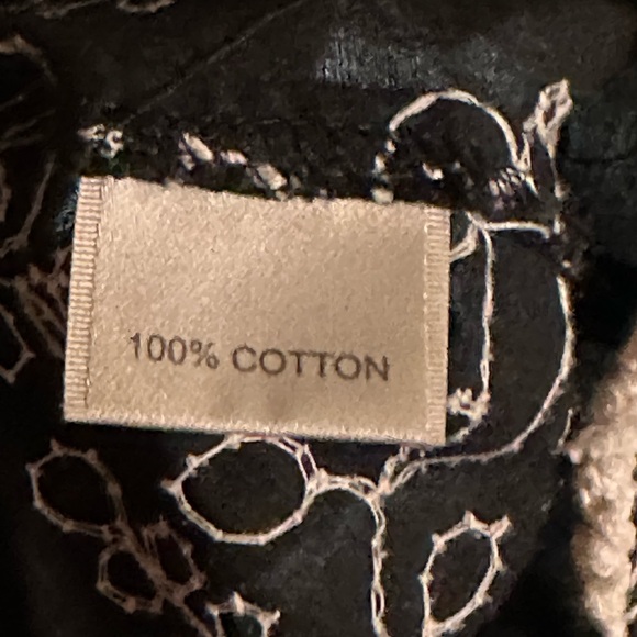 Van Heusen Black Cream Embroidered A line Skirt Side Invisible Zipper Size 6 - Picture 4 of 7